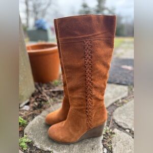 Lucky Brand Suede Knee-High Wedge Boots